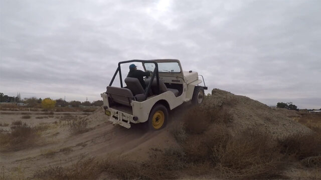 Freshly built CJ3-B 1960 Jeep Willys goes on an offroad adventure