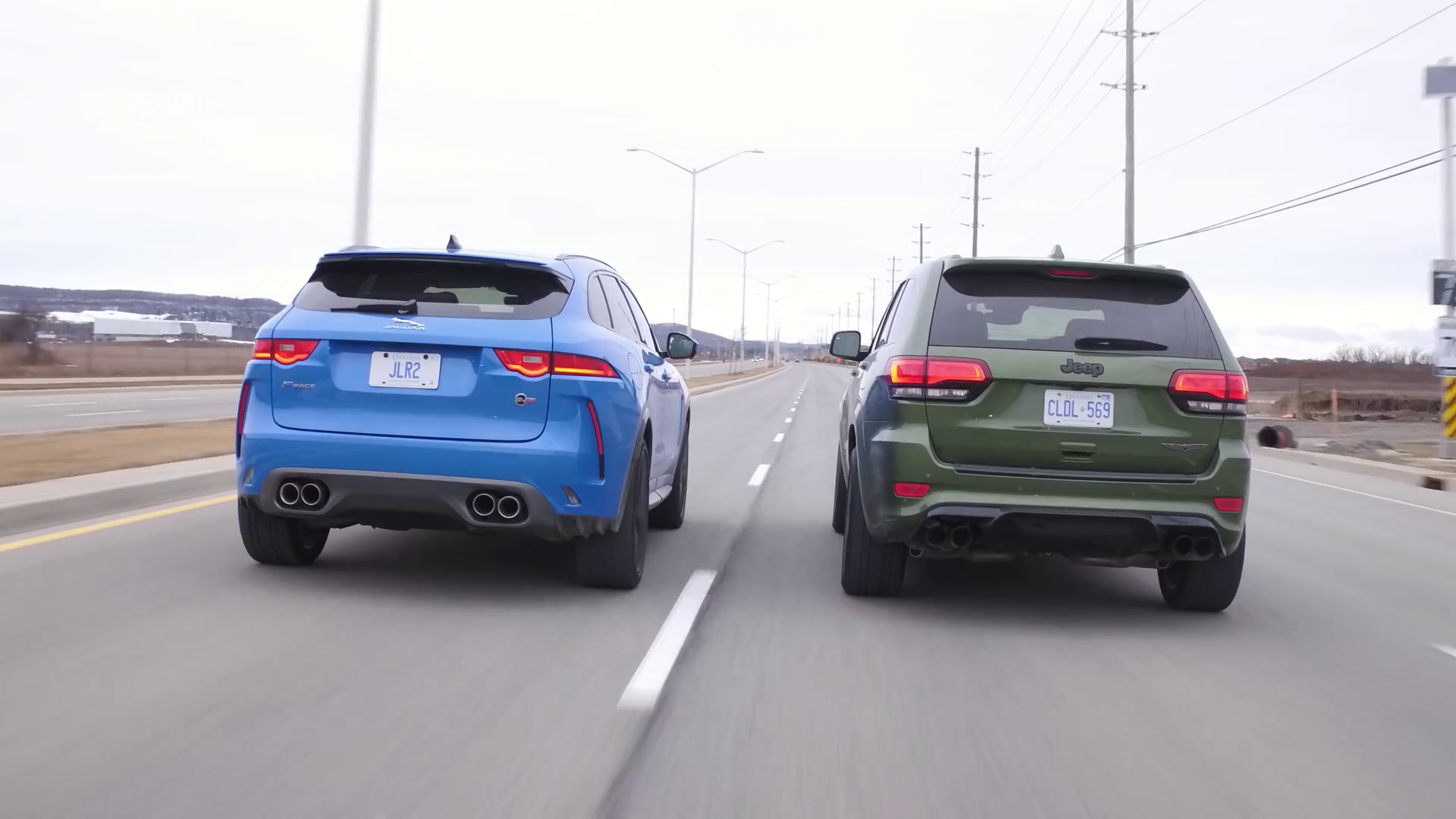 jeep trackhawk vs. jaguar f-pace svr the straight pipes