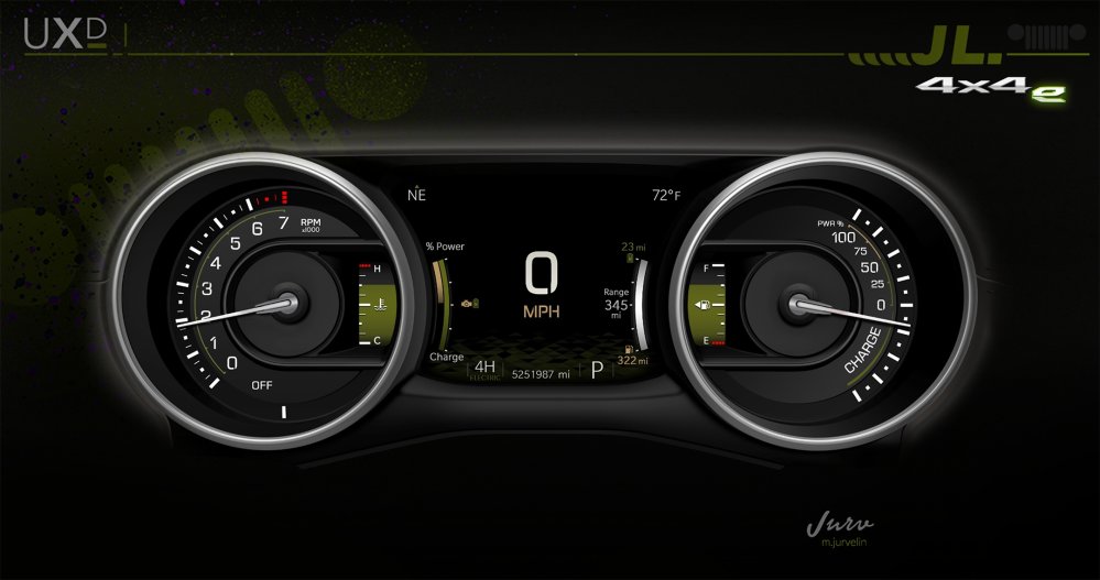 The gauge cluster in the 2021 Jeep Wrangler 4xe 